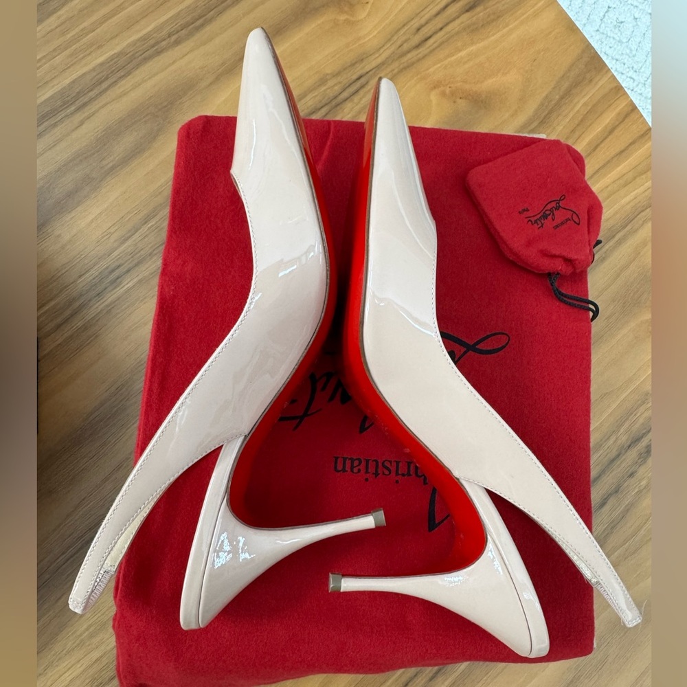 Christian Louboutin Clare Sling 80 Patent F401 Antoinette Slingback Heels - Picture 7 of 12
